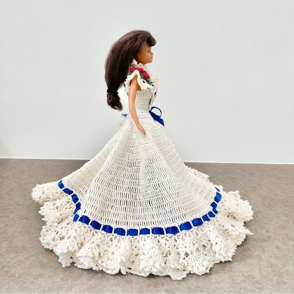 Miss July 1992 Barbie Doll Cotillion Crochet Barbie Doll Dress Gorgeous!!